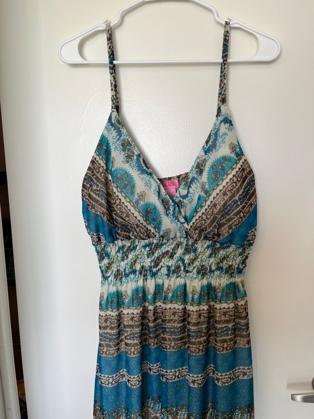 Blue & Cream Paisley Summer Maxi Dress